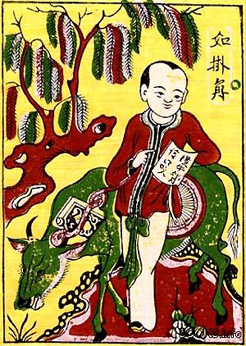 Tranh Đông Hồ Mục đồng đọc sách
